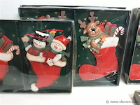 6 x hangdeco hout kerstfiguur in sok/muts 2 stuks - afbeelding 2 van  2