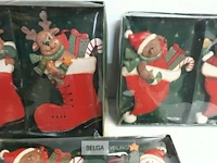 6 x hangdeco hout kerstfiguur in sok/muts 2 stuks - afbeelding 3 van  3