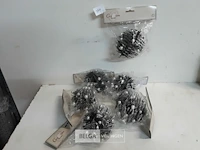 6 x hangdeco zwart met parels - afbeelding 2 van  3