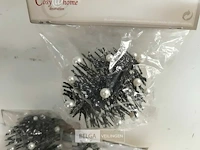 6 x hangdeco zwart met parels - afbeelding 3 van  3