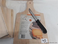 6 x houten snijplank 18 x 32 cm met mes - afbeelding 2 van  2
