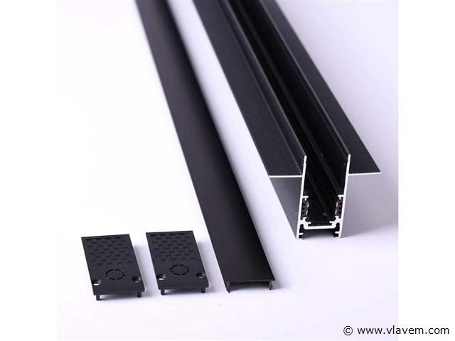 6 x inbouw magnetische rail – 20mm – 48v – 3 meter – zwart - afbeelding 3 van  5