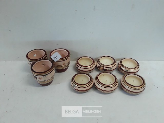 6 x kaarsje in pot + 3 x t-lichthuisje 7 cm - afbeelding 1 van  3
