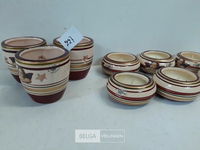 6 x kaarsje in pot + 3 x t-lichthuisje 7 cm - afbeelding 3 van  3