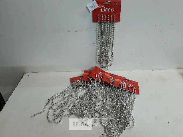 6 x kralenguirlande pvc zilver +/-2,5m - afbeelding 1 van  3