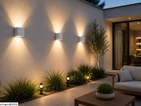 6 x led buiten wandlamp – 4w – 4200k neutraal wit - wit – ip65 – sekoya - afbeelding 2 van  6