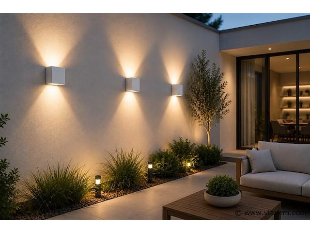 6 x led buiten wandlamp – 4w – 4200k neutraal wit - wit – ip65 – sekoya - afbeelding 1 van  5