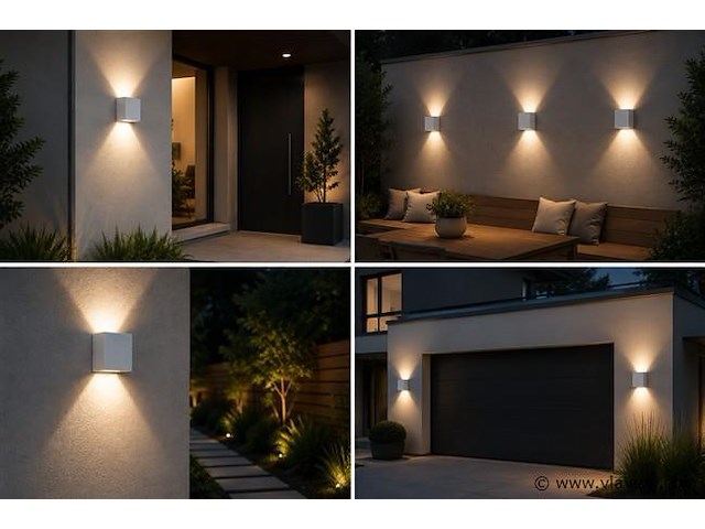 6 x led buiten wandlamp – 4w – 4200k neutraal wit - wit – ip65 – sekoya - afbeelding 3 van  5