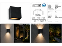 6 x led buiten wandlamp – 4w – 4200k neutraal wit - zwart – ip65 – sekoya - afbeelding 2 van  5
