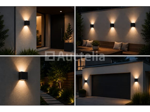 6 x led buiten wandlamp – 4w – 4200k neutraal wit - zwart – ip65 – sekoya - afbeelding 4 van  5
