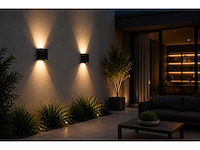 6 x led buiten wandlamp – 4w – 4200k neutraal wit - zwart – ip65 – sekoya - afbeelding 3 van  15