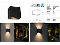 6 x led buiten wandlamp – 4w – 4200k neutraal wit - zwart – ip65 – sekoya - afbeelding 7 van  15