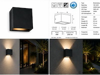 6 x led buiten wandlamp – 4w – 4200k neutraal wit - zwart – ip65 – sekoya - afbeelding 5 van  5