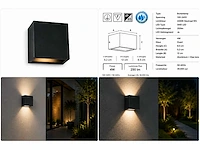 6 x led buiten wandlamp – 4w – 4200k neutraal wit - zwart – ip65 – sekoya - afbeelding 2 van  15