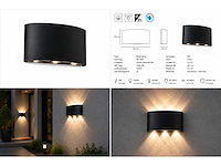 6 x led buiten wandlamp – 6w – 4200k neutraal wit - zwart – ip65 – proton-6 - afbeelding 2 van  15