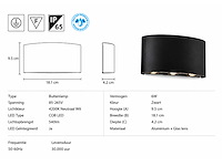 6 x led buiten wandlamp – 6w – 4200k neutraal wit - zwart – ip65 – proton-6 - afbeelding 6 van  15