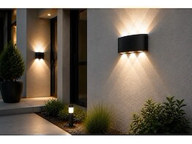 6 x led buiten wandlamp – 6w – 4200k neutraal wit - zwart – ip65 – proton-6 - afbeelding 1 van  6