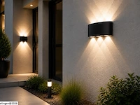 6 x led buiten wandlamp – 6w – 4200k neutraal wit - zwart – ip65 – proton-6 - afbeelding 2 van  6