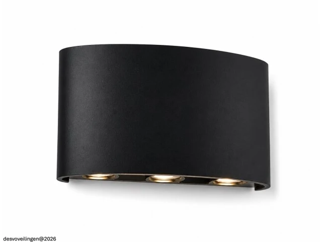6 x led buiten wandlamp – 6w – 4200k neutraal wit - zwart – ip65 – proton-6 - afbeelding 3 van  6