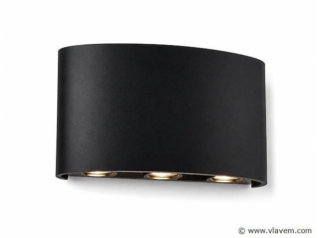 6 x led buiten wandlamp – 6w – 4200k neutraal wit - zwart – ip65 – proton-6 - afbeelding 2 van  5