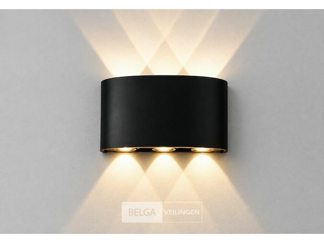 6 x led buiten wandlamp – 6w – 4200k neutraal wit - zwart – ip65 – proton-6 - afbeelding 4 van  6
