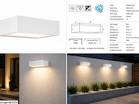 6 x led buiten wandlamp – 9w – 4200k neutraal wit - wit – ip65 – andiz - afbeelding 6 van  6