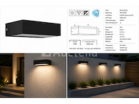 6 x led buiten wandlamp – 9w – 4200k neutraal wit - zwart – ip65 – andiz - afbeelding 5 van  5