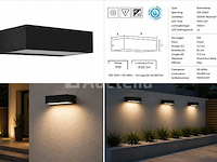 6 x led buiten wandlamp – 9w – 4200k neutraal wit - zwart – ip65 – andiz - afbeelding 1 van  5