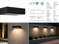 6 x led buiten wandlamp – 9w – 4200k neutraal wit - zwart – ip65 – andiz - afbeelding 6 van  6