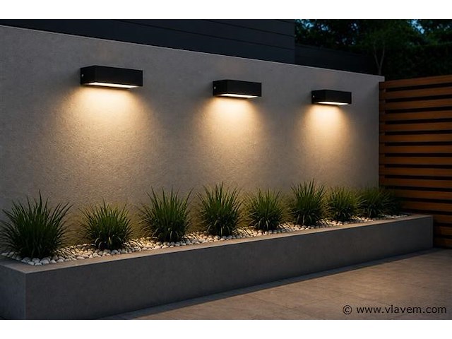 6 x led buiten wandlamp – 9w – 4200k neutraal wit - zwart – ip65 – andiz - afbeelding 1 van  5