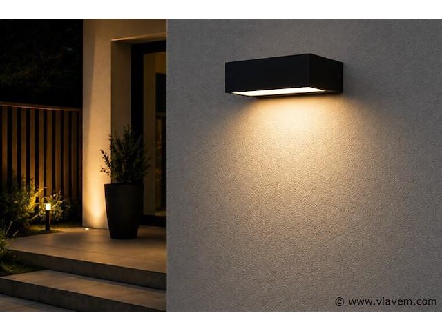 6 x led buiten wandlamp – 9w – 4200k neutraal wit - zwart – ip65 – andiz - afbeelding 3 van  5