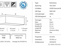 6 x led buiten wandlamp – 9w – 4200k neutraal wit - zwart – ip65 – andiz - afbeelding 4 van  5
