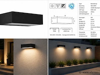 6 x led buiten wandlamp – 9w – 4200k neutraal wit - zwart – ip65 – andiz - afbeelding 5 van  5