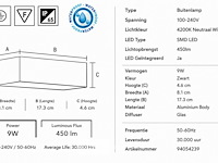 6 x led buiten wandlamp – 9w – 4200k neutraal wit - zwart – ip65 – andiz - afbeelding 5 van  6