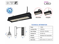 6 x led industriële hanglamp 100w – 6400k koud wit - zwart – ip20 – pyramid-100 - afbeelding 2 van  5