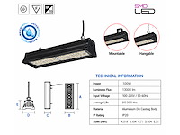6 x led industriële hanglamp 100w – 6400k koud wit - zwart – ip20 – pyramid-100 - afbeelding 4 van  5