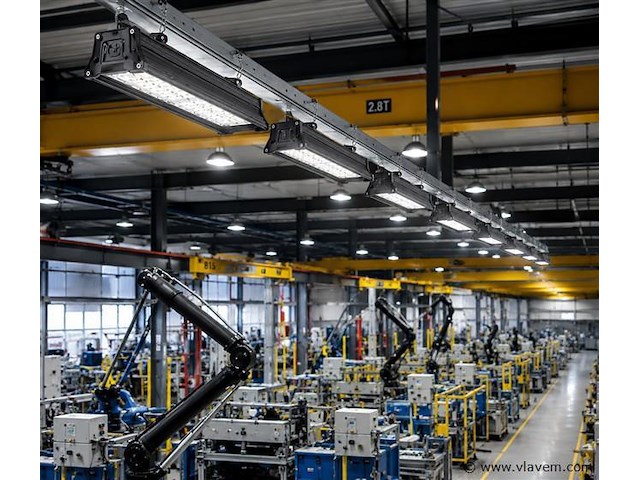 6 x led industriële hanglamp 100w – 6400k koud wit - zwart – ip20 – pyramid-100 - afbeelding 3 van  5