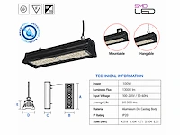 6 x led industriële hanglamp 100w – 6400k koud wit - zwart – ip20 – pyramid-100 - afbeelding 4 van  5