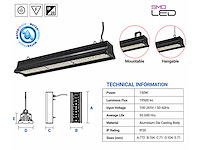 6 x led industriële hanglamp 150w – 6400k koud wit - zwart – ip20 – pyramid-150 - afbeelding 4 van  5