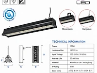 6 x led industriële hanglamp 150w – 6400k koud wit - zwart – ip20 – pyramid-150 - afbeelding 5 van  6