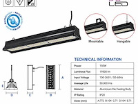6 x led industriële hanglamp 150w – 6400k koud wit - zwart – ip20 – pyramid-150 - afbeelding 4 van  5