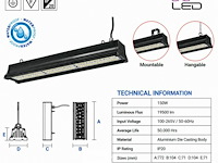 6 x led industriële hanglamp 150w – 6400k koud wit - zwart – ip20 – pyramid-150 - afbeelding 5 van  6