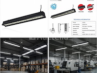 6 x led industriële hanglamp 200w – 6400k koud wit - zwart – ip20 – pyramid-200 - afbeelding 5 van  5