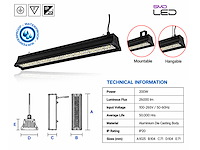 6 x led industriële hanglamp 200w – 6400k koud wit - zwart – ip20 – pyramid-200 - afbeelding 4 van  5