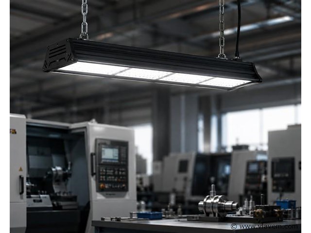 6 x led industriële hanglamp 200w – 6400k koud wit - zwart – ip20 – pyramid-200 - afbeelding 1 van  5