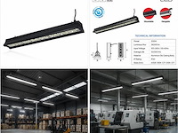 6 x led industriële hanglamp 200w – 6400k koud wit - zwart – ip20 – pyramid-200 - afbeelding 5 van  5