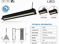 6 x led industriële hanglamp 200w – 6400k koud wit - zwart – ip20 – pyramid-200 - afbeelding 5 van  6