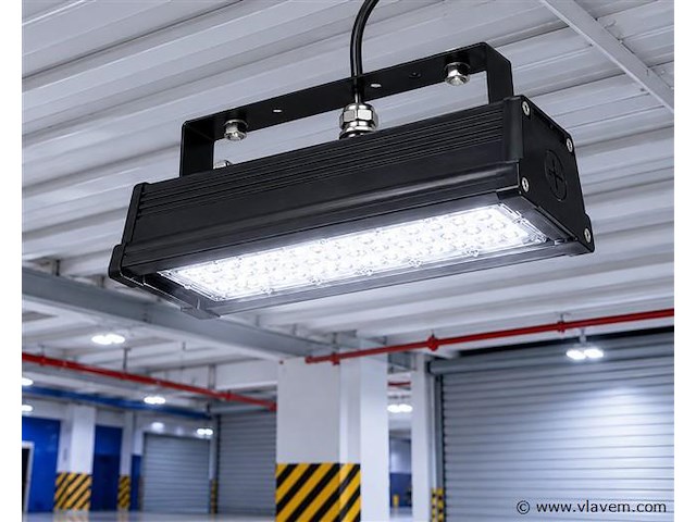6 x led industriële hanglamp 50w – 6400k koud wit - zwart – ip20 – pyramid-50 - afbeelding 1 van  5