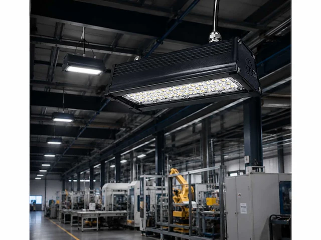 6 x led industriële hanglamp 50w – 6400k koud wit - zwart – ip20 – pyramid-50 - afbeelding 3 van  5
