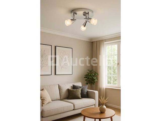 6 x led plafondlamp – 3 spots – 3 x 5w – 4000k neutraal wit – zilver – di01 - afbeelding 4 van  4